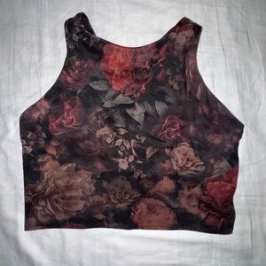 Athleta Conscious Crop Top | Size S D/DD | Red and Brown Floral print
